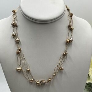 1/20 14k Yellow Gold Filled Champagne Golden Bronze Pearl Champagne Necklace